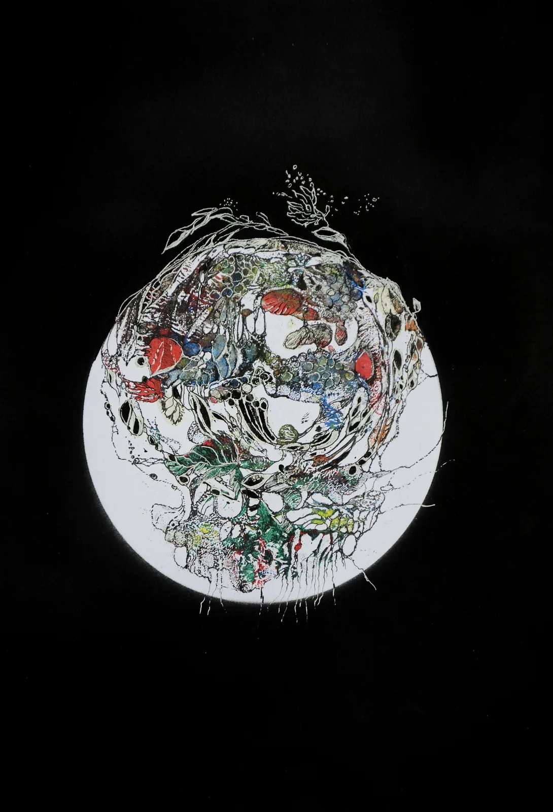 bei vollmond,acryl,tusche auf papier ,din a 4 ,2014